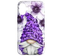 Unique Purple Gnome With Lilac Anemones Floral Aesthetic Custodia per iPhone 16 Plus