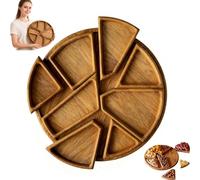 Unique Puzzle Serving Tray - Wood with Removable Compartments, Versatile Dry Fruit Snack Plate for Christmas & Home Decor Gift (Wooden,L)