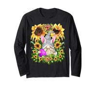 Unique Sunflower Motif for Women with Bunny GNOME for Easter Maglia a Manica