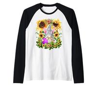 Unique Sunflower Motif for Women with Bunny GNOME for Easter Maglia con Maniche Raglan