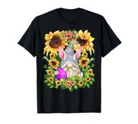 Unique Sunflower Motif for Women with Bunny GNOME for Easter Maglietta
