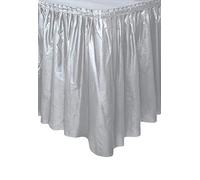 Unique- TableSkirt Gonna Plastificata da Tavola, Tinta Unita, Argentato, 37 cm x 4.3 m, 50063