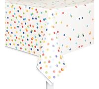 Unique- Tovaglia in Plastica-2,13 m x 1,37 m-Motivo per Feste a Pois Arcobaleno, Multicolore, 84 x 54, 58253
