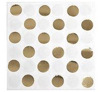 Unique- Tovaglioli di Carta a Pois-13 cm-Lamina d'oro-Confezione da 16, Pois, Gold, 32311