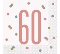 Unique- Tovaglioli di Carta-Numero 70-16,5 cm-Compleanno Glitz Oro Rosa-Confezione da 24, Rose Gold, 84885