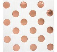 Unique- Tovaglioli per Bevande a Pois Stampati in Lamina | Oro Rosa | 16 Pezzi Carta a Pois-13 cm Confezione, Rose Gold, 6.5" x 6.5", 53271