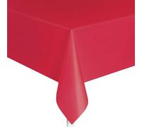 Unique UK Tovaglia rettangolare in plastica color rosso rubino (137 cm x 274 cm), 1 pezzo, elegante e resistente, per feste, eventi e uso domestico