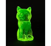 Unique uranium glass made a mano - Cat, dimensioni 50 x 55 x 107 mm, Czech Bohemian Glass, 1 pezzo