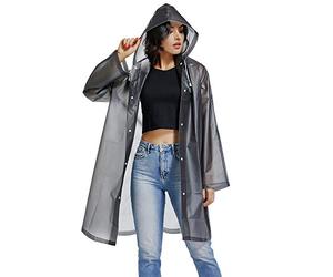 UNIQUEBELLA Antipioggia multifunzionale, poncho con impermeabile giacca eva portatile riutilizzabile con cappuccio medio nero