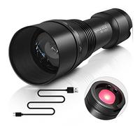 UniqueFire 1801 T38 IR Illuminatore 940nm per occhiali di visione notturna Torcia a IR, Torcia tattica ricaricabile, Zoom LED Torcia 3 modalità con indicatore LED