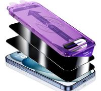 UniqueMe 2025 NUOVA VERSIONE 2 Pack Pellicola Privacy per iPhone 15, Anti Spia Vetro Temperato iPhone 15 Protettiva, Rimozione Automatica Della Polvere, 9D Copertura, Allineamento Automatico