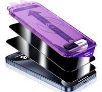 UniqueMe 2025 Nuova Versione 2 Pack Privacy Pellicola Protettiva per iPhone 15 Pro, Anti Spia Pellicola Vetro Temperato, Rimozione Automatica Della Polvere, 9D Copertura, Allineamento Automatico