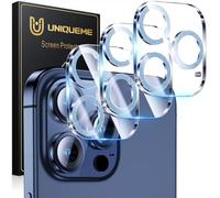 UniqueMe 3 Pezzi Pellicola Fotocamera Compatibile con iPhone 15 Pro/iPhone 15 Pro Max, HD Schermo Fotocamera Pellicola, la Fotografia con Flash non è Influenzata, Anti-graffio-Azzurro Glitterato