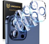UniqueMe 3 Pezzi Pellicola Fotocamera Compatibile con iPhone 15 PRO/iPhone 15 PRO Max,HD Schermo Fotocamera Pellicola, La Fotografia con Flash Non è influenzata, Anti,graffio,Blu glitterato