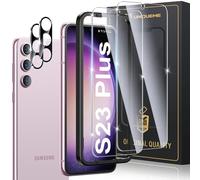 UniqueMe 4 Pezzi Pellicola Protettiva per Samsung S23 Plus, 2 Pezzi Pellicola Vetro Temperato per Samsung S23 Plus e 2 Pezzi Protezione Fotocamera, Durezza 9H, Resistente ai Graffi, Bubble Proof