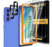 UniqueMe 5 Pezzi Pellicola Protettiva per Samsung S21 FE, 3 Pezzi Pellicola Vetro Temperato per Samsung S21 FE e 2 Pezzi Protezione Fotocamera, Durezza 9H, Resistente ai Graffi, Bubble Proof