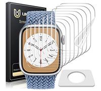 UniqueMe 8 Pezzi TPU Pellicola Protettiva per Apple Watch 7 Series 41 mm, Senza Bolle, Trasparente HD Schermo Protettivo Facile, con Kit D'Installazione, Anti-Scratch