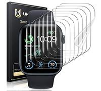 UniqueMe 8 Pezzi TPU Pellicola Protettiva per Apple Watch Serie 6 44 mm, Senza Bolle, Trasparente HD Schermo Protettivo Facile, con Kit D'Installazione, Anti-Scratch
