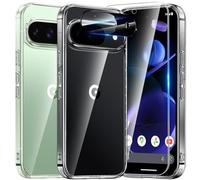 UniqueMe Compatibile con Google Pixel 9 Custodia, 5-in-1 Set Custodia Compatibile con Google Pixel 9 Case Cover Protection, 1 Custodia & 2 Vetro Temperato & 2 Fotocamera Protettiva - Trasparente