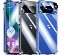 UniqueMe Per Google Pixel 10 Case, 5-in-1 Set Custodia Per Google Pixel 10 Case Cover Protection, 1 Custodia & 2 Vetro Temperato & 2 Fotocamera Protettiva - Trasparente