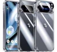 UniqueMe Per Google Pixel 10 Pro Custodia, 5-in-1 Set Custodia Per Google Pixel 10 Pro Case Cover Protection, 1 Custodia & 2 Vetro Temperato & 2 Fotocamera Protettiva - Trasparente