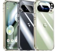 UniqueMe Per Google Pixel 10 Pro XL Custodia, 5-in-1 Set Custodia Per Google Pixel 10 Pro XL Case Cover Protection, 1 Custodia & 2 Vetro Temperato & 2 Fotocamera Protettiva - Trasparente
