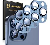 UniqueMe per iPhone 15 Pro/iPhone 15 Pro Max Pellicola Protezione Fotocamera - HD Schermo, la Fotografia con Flash non è Influenzata, Anti-graffio, Durezza 9H - 3 Pezzi - blu navy