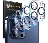 UniqueMe per iPhone 15 Pro/iPhone 15 Pro Max Pellicola Protezione Fotocamera - HD Schermo, la Fotografia con Flash non è Influenzata, Anti-graffio, Durezza 9H - 3 Pezzi - Blu