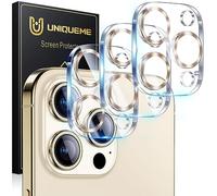 UniqueMe per iPhone 15 Pro/iPhone 15 Pro Max Pellicola Protezione Fotocamera - HD Schermo, la Fotografia con Flash non è Influenzata, Anti-graffio, Durezza 9H - 3 Pezzi - Oro
