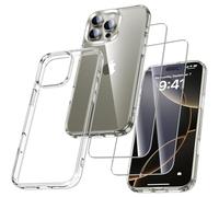 UniqueMe per iPhone 16 Pro Custodia - Custodia per iPhone 16 Pro Case, 5 in 1 Set Cover Protection, 1 Custodia & 2 Vetro Temperato & 2 Fotocamera Protettiva - Trasparente