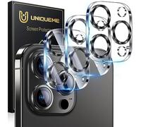 UniqueMe per iPhone 16 Pro/iPhone 16 Pro Max Pellicola Fotocamera - HD Schermo, la Fotografia con Flash non è Influenzata, Anti-graffio, Durezza 9H, 3 Pezzi-Grigio