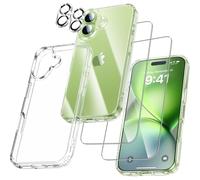 UniqueMe Per iPhone 17 Custodia, 5-in-1 Set Case Per iPhone 17, 1 Cover 2 Vetro Temperato & 2 Fotocamera Protettiva - Trasparente