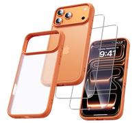 UniqueMe Per iPhone 17 Pro Custodia, 3-in-1 Set Case Per iPhone 17 Pro, 1 Cover 2 Vetro Temperato - Arancio