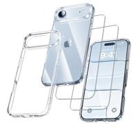 UniqueMe Per iPhone Air Custodia, 3-in-1 Set Case Per iPhone Air, 1 Cover & 2 Vetro Temperato - Trasparente