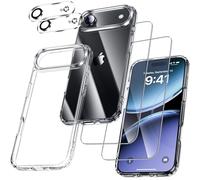 UniqueMe Per iPhone i7 Air Custodia, 5-in-1 Set Custodia Per iPhone i7 Air Case Cover Protection, 1 Custodia & 2 Vetro Temperato & 2 Fotocamera Protettiva - Trasparente