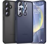 UniqueMe Per Samsung Galaxy S24 Custodia, 5-in-1 Set Custodia Per Samsung Galaxy S24 Case Cover Protection, 1 Custodia & 2 Vetro Temperato & 2 Fotocamera Protettiva - Blu Opaco