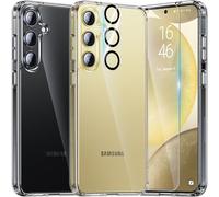 UniqueMe Per Samsung Galaxy S24 Plus Custodia, 5-in-1 Set Custodia Per Samsung S24 Plus Case Cover Protection, 1 Custodia & 2 Vetro Temperato & 2 Fotocamera Protettiva - Trasparente