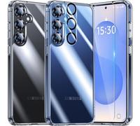 UniqueMe Per Samsung Galaxy S25 Custodia, 5-in-1 Set Custodia Per Samsung Galaxy S25 Case Cover Protection, 1 Custodia & 2 Vetro Temperato & 2 Fotocamera Protettiva - Trasparente