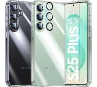 UniqueMe Per Samsung Galaxy S25 Plus Custodia, 5-in-1 Set Custodia Per Samsung Galaxy S25 Plus Case Cover Protection, 1 Custodia & 2 Vetro Temperato & 2 Fotocamera Protettiva - Trasparente