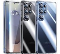 UniqueMe Per Samsung Galaxy S25 Ultra, 5-in-1 Set Custodia Per Samsung Galaxy S25 Ultra Case Cover Protection, 1 Custodia & 2 Vetro Temperato & 2 Fotocamera Protettiva - Trasparente