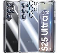 UniqueMe Per Samsung Galaxy S25 Ultra Custodia, 5-in-1 Set Custodia Per Samsung Galaxy S25 Ultra Case Cover Protection, 1 Custodia & 2 Vetro Temperato & 2 Fotocamera Protettiva - Trasparente