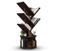 UniRodea Libreria rotante a 5 ripiani, salvaspazio, con torre rotante a 360°, mensola angolare in legno di alta qualità, per bambini o ufficio, organizer alto
