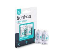 Uniross Pile Alcaline Mezzatorcia C Baby LR14 Power Plus da 1,5V Lunga Durata per Radio Torce e Giocattoli - Blister da 2 Batterie