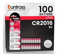 Uniross Pile Batteria Bottone CR2016 Lithium 3V al Litio Lunga Durata Mantenimento Carica Fino a 5 Anni Senza Mercurio e Cadmio - 20 Blister da 5 Batterie
