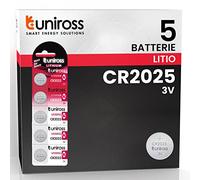 Uniross Pile Batteria Bottone CR2025 Lithium 3V al Litio Lunga Durata Mantenimento Carica Fino a 5 Anni Senza Mercurio e Cadmio - Blister da 5 Batterie