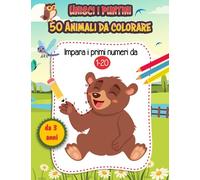 Unisci i puntini 50 Animali da colorare: Impara i primi numeri da 1-20. Bellissimo libro da completare e colorare con tre livelli di difficoltà crescente per i piccoli artisti dai 3 ai 6 anni