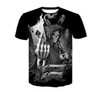 Unisex 3D Stampato Estate Casuale Manica Corta T Shirt Tees Black Skull Men Skeleton T-Shirt Punk Rock Gun Blue T-Shirt 3D Print T-Shirt Vintage Mens Clothing Summer White Top,D-664,XL