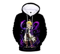 Unisex Anime The Seven Deadly Sins Felpa con Cappuccio Meliodas Graphics Pullover King Ban Felpa Casual a Maniche Lunghe