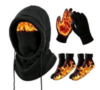 Unisex Balaclava Hood with Touchscreen Gloves & Socks Set | 2 in 1 Trendy Versatile Hooded Hat,Winter Warm Set for Men Women,Windproof Balaclava Fleece Hood Mask,for Cycling Outdoor