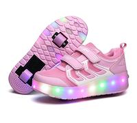 Unisex Bambini e Ragazze Scarpe da LED Luce Scarpe con Singolo Doppia Ruota Skateboard USB Ricaricabile Sportive con Rotelle Automatiche Ruota Multisport Ginnastica Running Sneaker